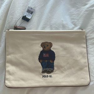 Polo Bear Canvas Zippered Pouch